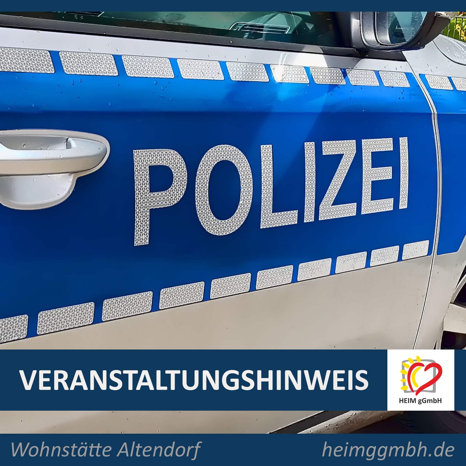 Veranstaltungshinweis Wohnstätte Altendorf - Die Bürgerpolizistin informiert über die Aufgaben, Kompetenzen und Erreichbarkeiten in unserem Betreuungsbereich.