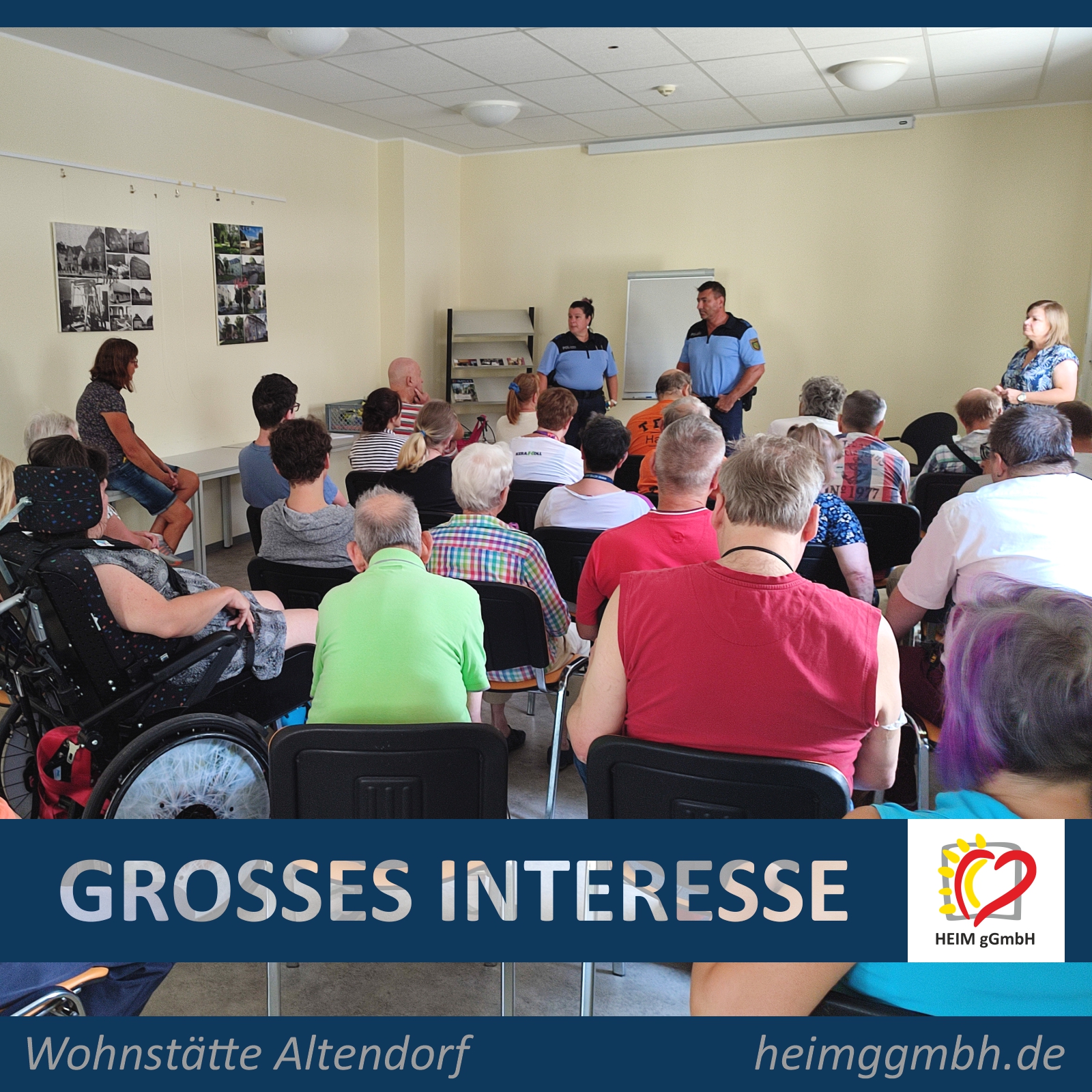 Bürgerpolizisten stellen sich in der Wohnstätte Altendorf der Heim gemeinnützige GmbH vor