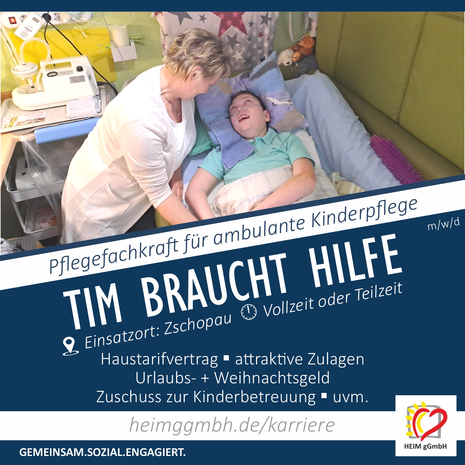 Für die pflegerische Betreuung suchen wir in Zschopau eine Pflegefachkraft (m/w/d) zur unbefristeten Einstellung Teilzeit oder Vollzeit.