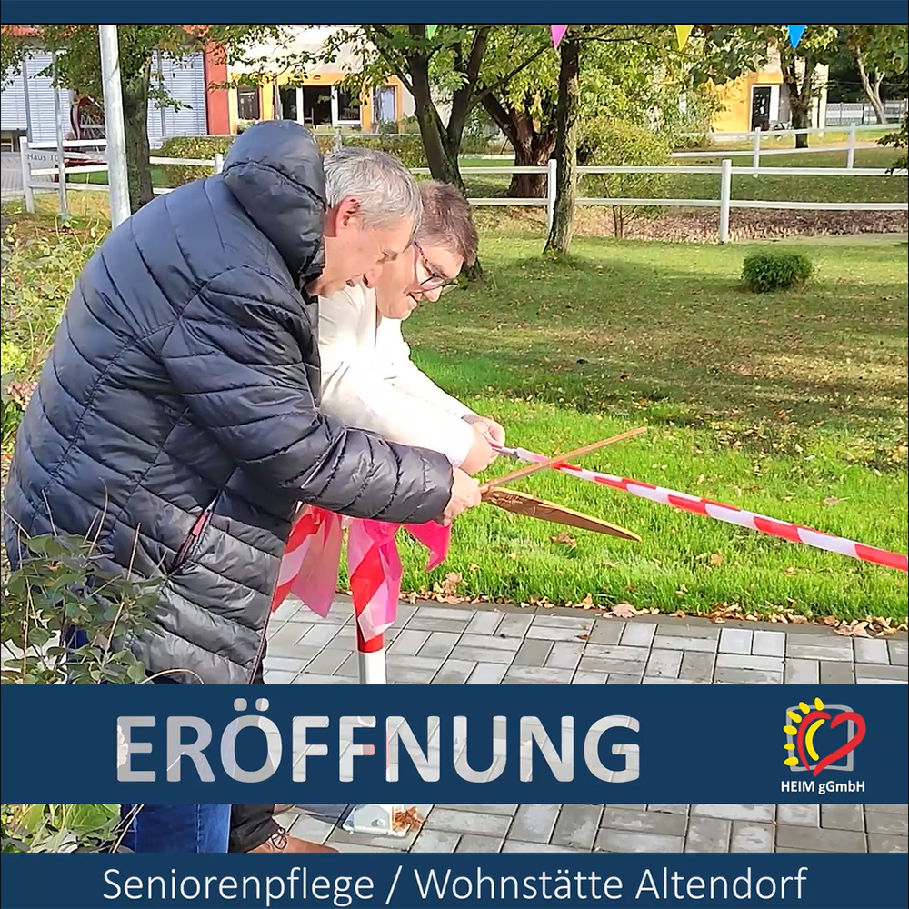 Feierliche Neueröffnung des Weges auf dem Gelände der Einrichtungen Wohnstätte Altendorf / Altenpflegeheim Altendorf der HEIM gGmbH.