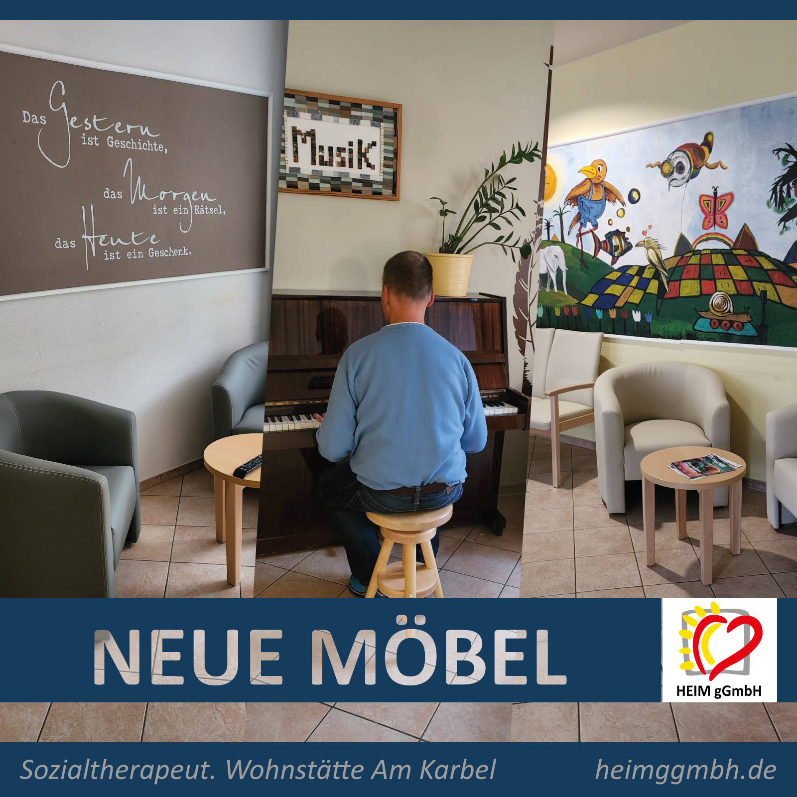 Neue Möbel für die Sozialtherapeutische Wohnstätte Am Karbel der HEIM gemeinnützige GmbH aus Chemnitz. Gemeinsam. Sozial. Engagiert.