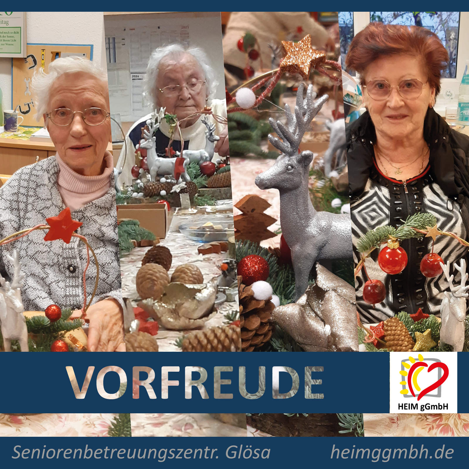 Advents- und Weihnachtsschmuck als Dekoration und Tischschmuck für den Speiseraum in unserem Seniorenbetreuungszentrum Glösa