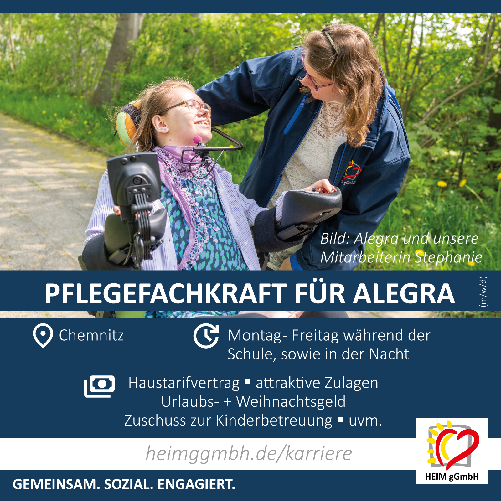 Heute möchten wir auf unser Stellenangebot in Chemnitz hinweisen. Dort suchen wir eine Pflegefachkraft (m/w/d)* als Unterstützung für die 17-jährige Alegra.
