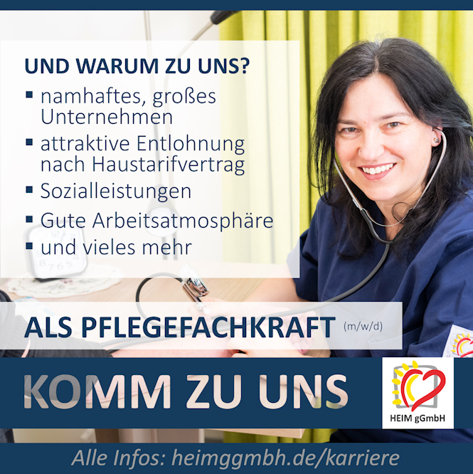 Komm ins Team! Wir suchen die Besten! Natürlich suchen auch wir bei der HEIM gemeinnützige GmbH immer motivierte und zuverlässige Pflegefachkräfte.