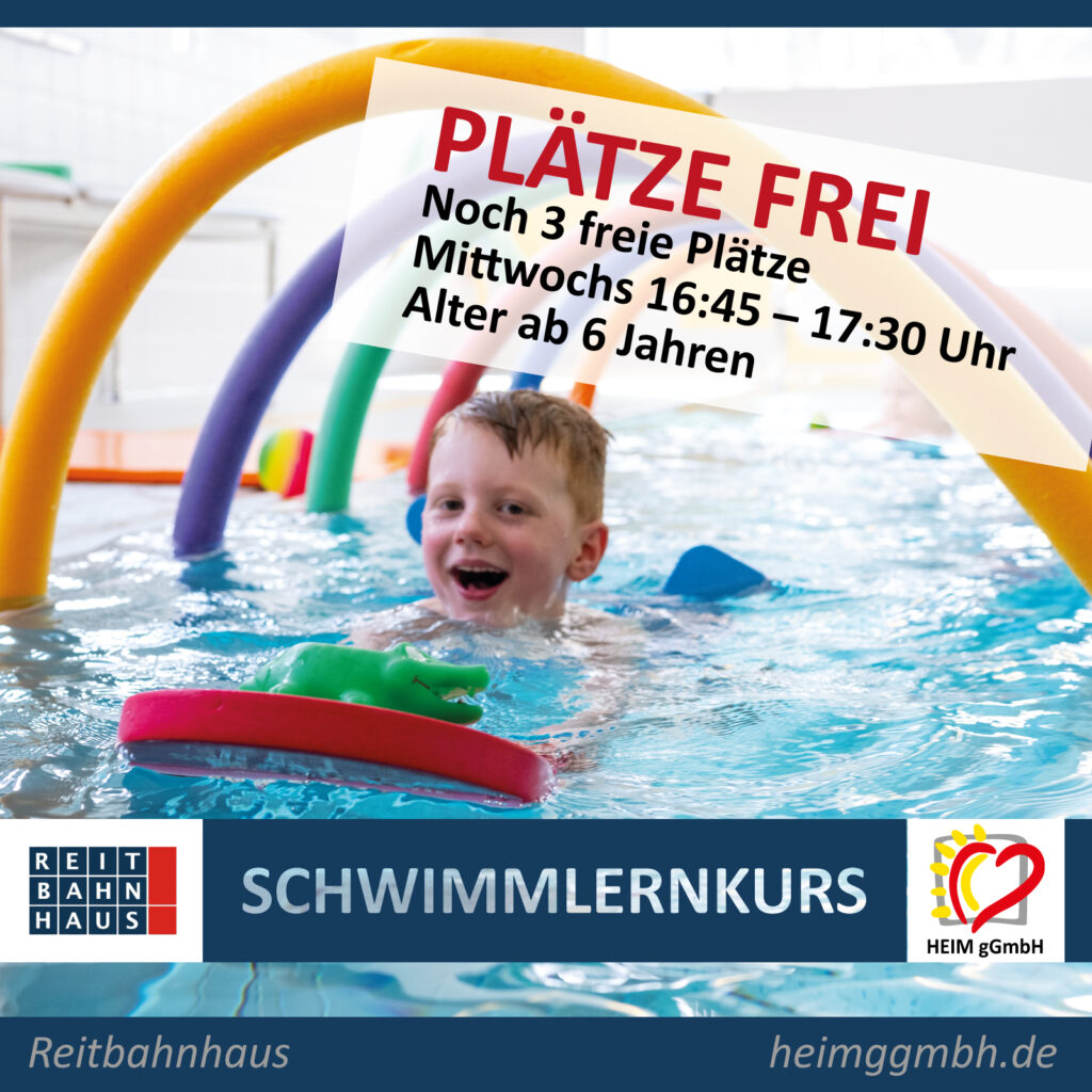 Wir haben noch drei freie Plätze in unserem Schwimmlernkurs im Chemnitzer Reitbahnhaus frei. Kinder ab sechs Jahren sind gern gesehen.