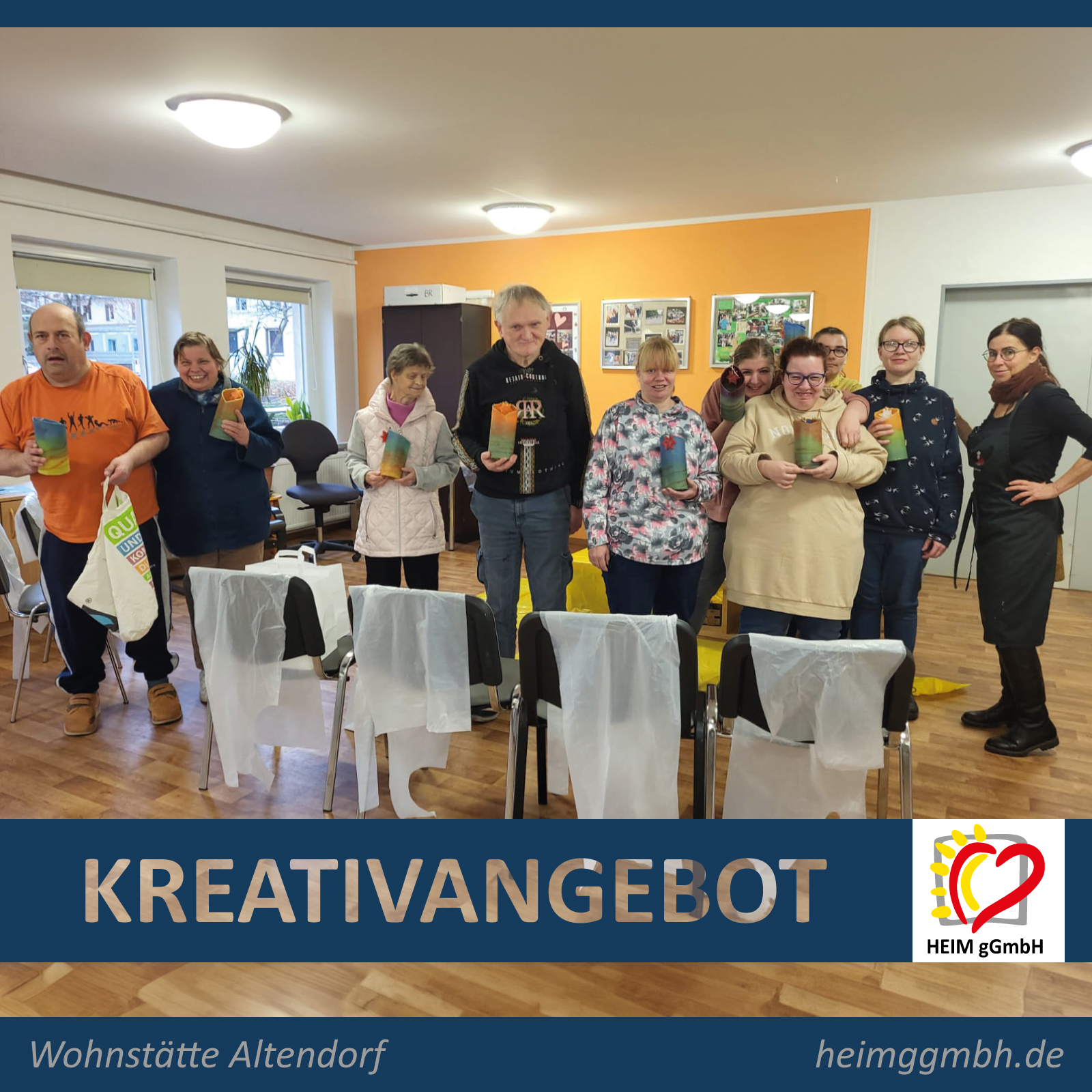 Kreativangebot Basteln von Wichtellaternen in unserer Wohnstätte Altendorf in Chemnitz der HEIM gemeinnützige GmbH