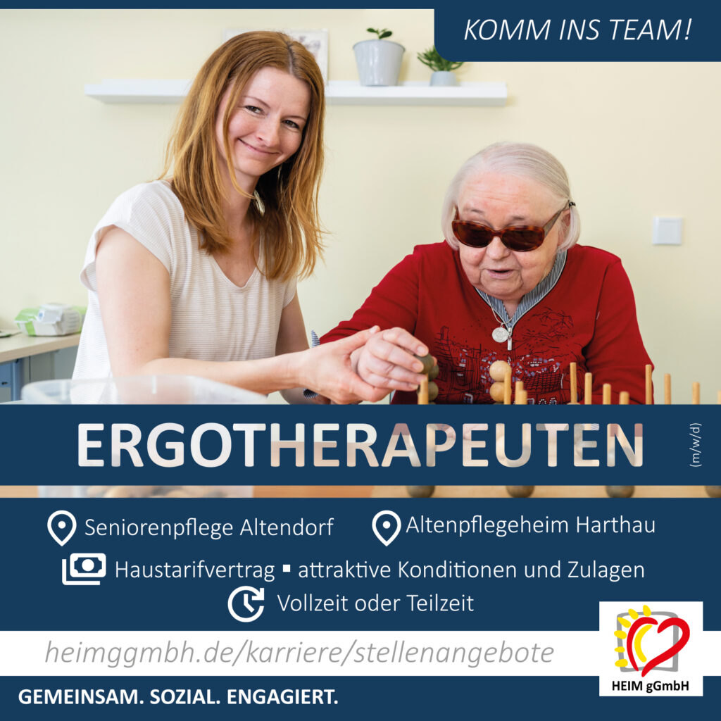 Stellenangebot in Chemnitz bei der HEIM gGmbH - Ergotherapeuten (m/w/d) für unsere Seniorenpflege Altendorf und unser Altenpflegeheim Harthau