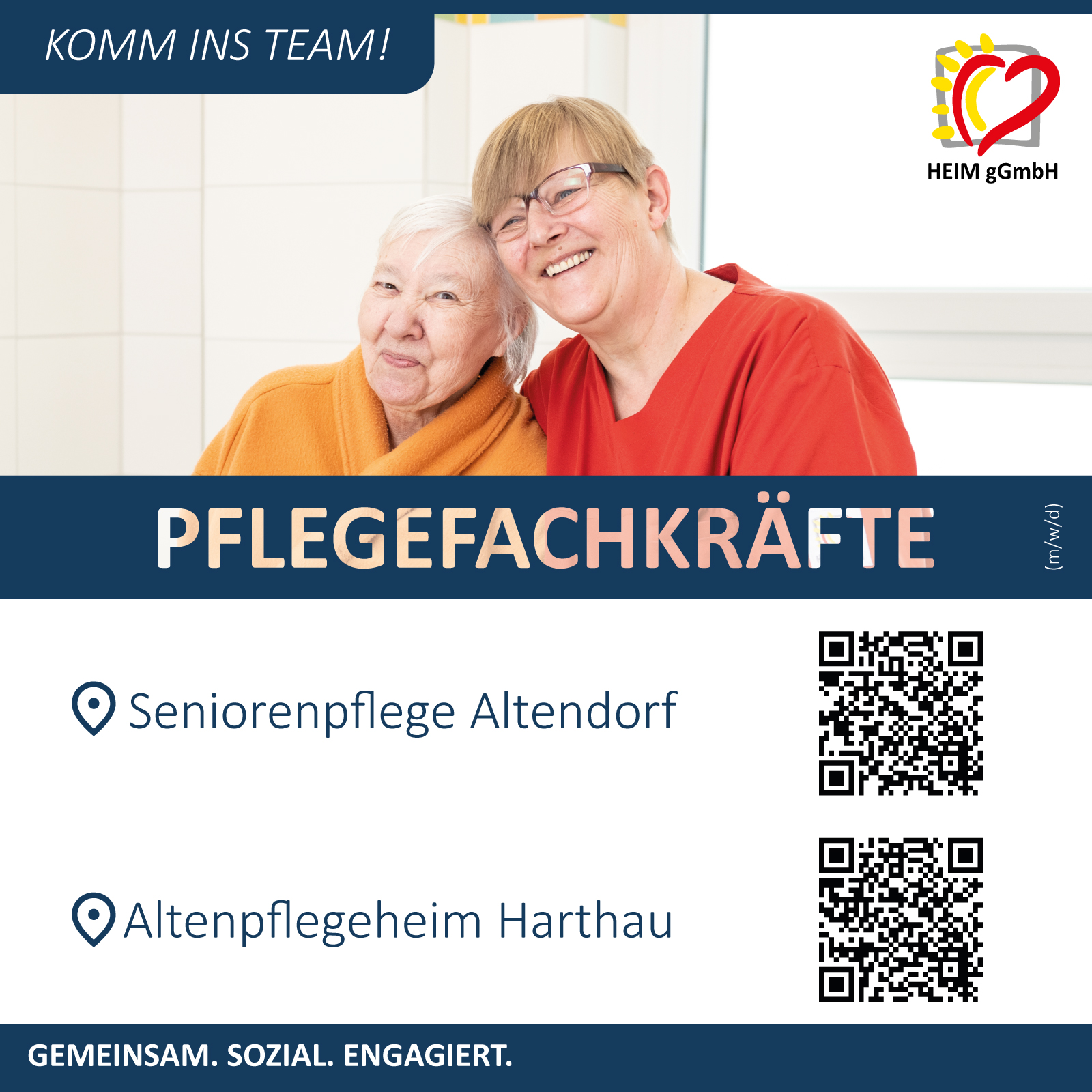 Stellenangebot in Chemnitz bei der HEIM gGmbH - Pflegefachkräfte (m/w/d) für unsere Seniorenpflege Altendorf und unser Altenpflegeheim Harthau