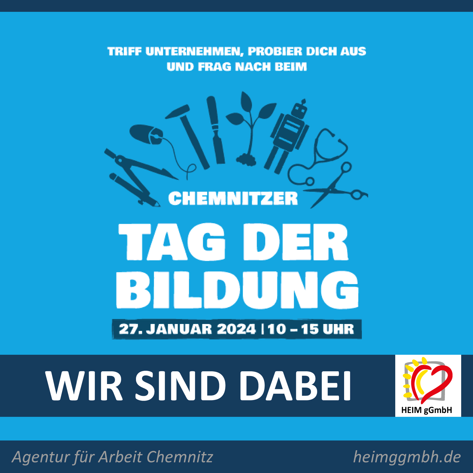 Das Team der HEIM gemeinnützigen GmbH steht zum Tag der Bildung am 27. Januar 2024 Rede und Antwort in der Agentur für Arbeit Chemnitz