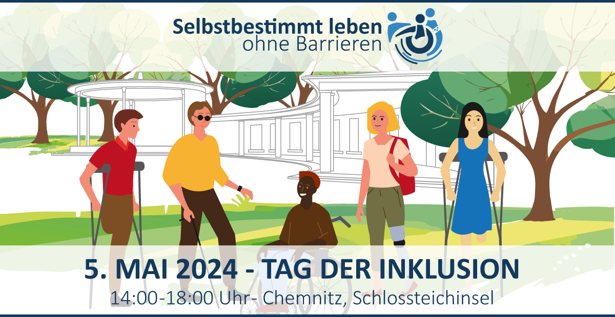 Tag der Inklusion am 5. Mai 2024 in Chemnitz. Das Thema in diesem Jahr ist die Barrierefreiheit. Auf bestehende Barrieren für Menschen mit Behinderung soll hingewiesen werden, aber auch darauf, welche Anstrengungen unternommen werden, um bestehende Barrieren abzubauen.