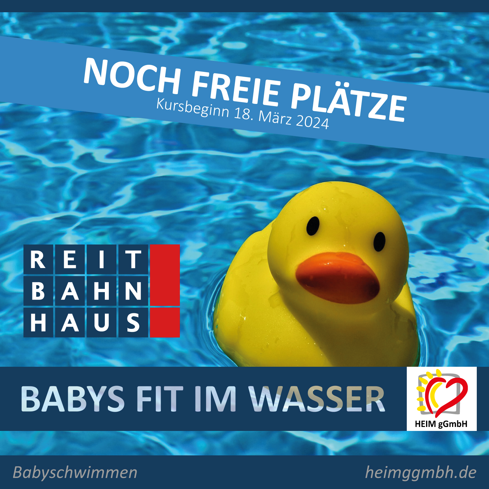 Noch ein paar freie Plätze für den Montags-Kurs im Babyschwimmen im Chemnitzer reitbahnhaus der HEIM gemeinnützigen GmbH