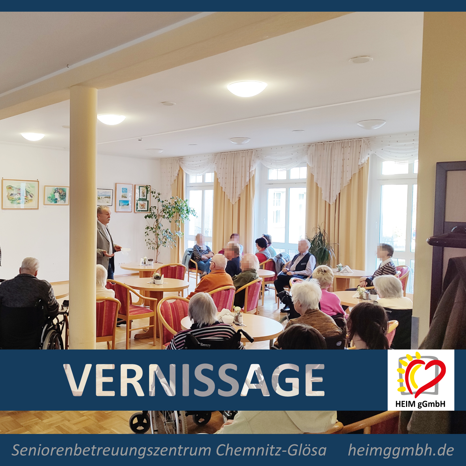 Tradition zum 16. Mal: Kunst-Vernissage im Seniorenbetreuungszentrum Chemnitz-Glösa der HEIM gemeinnützigen GmbH