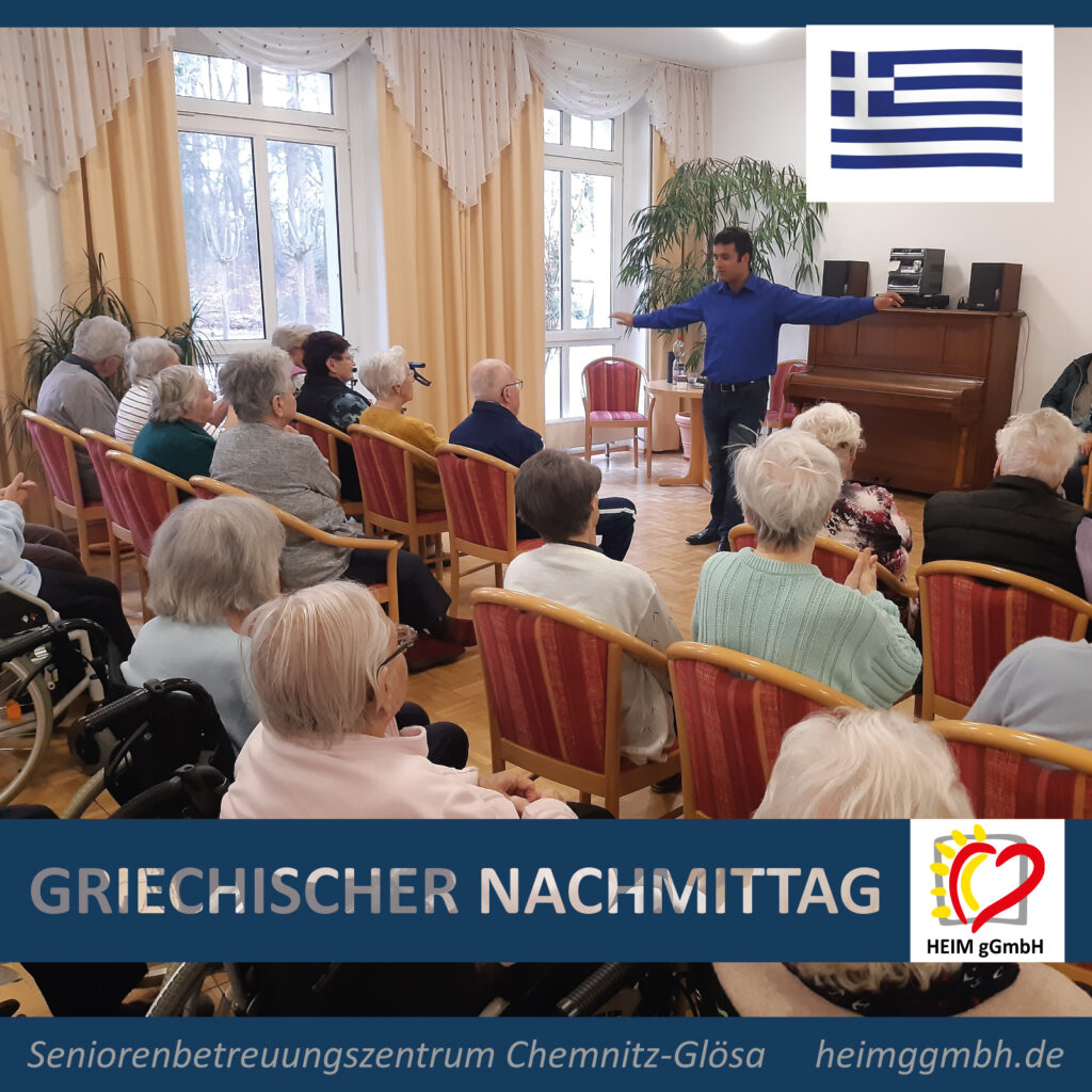 Stimmungsvolle Musik aus Griechenland brachte der Sänger Iason Illiosatos in unser Seniorenbetreuungszentrum Chemnitz Glösa der HEIM gGmbH