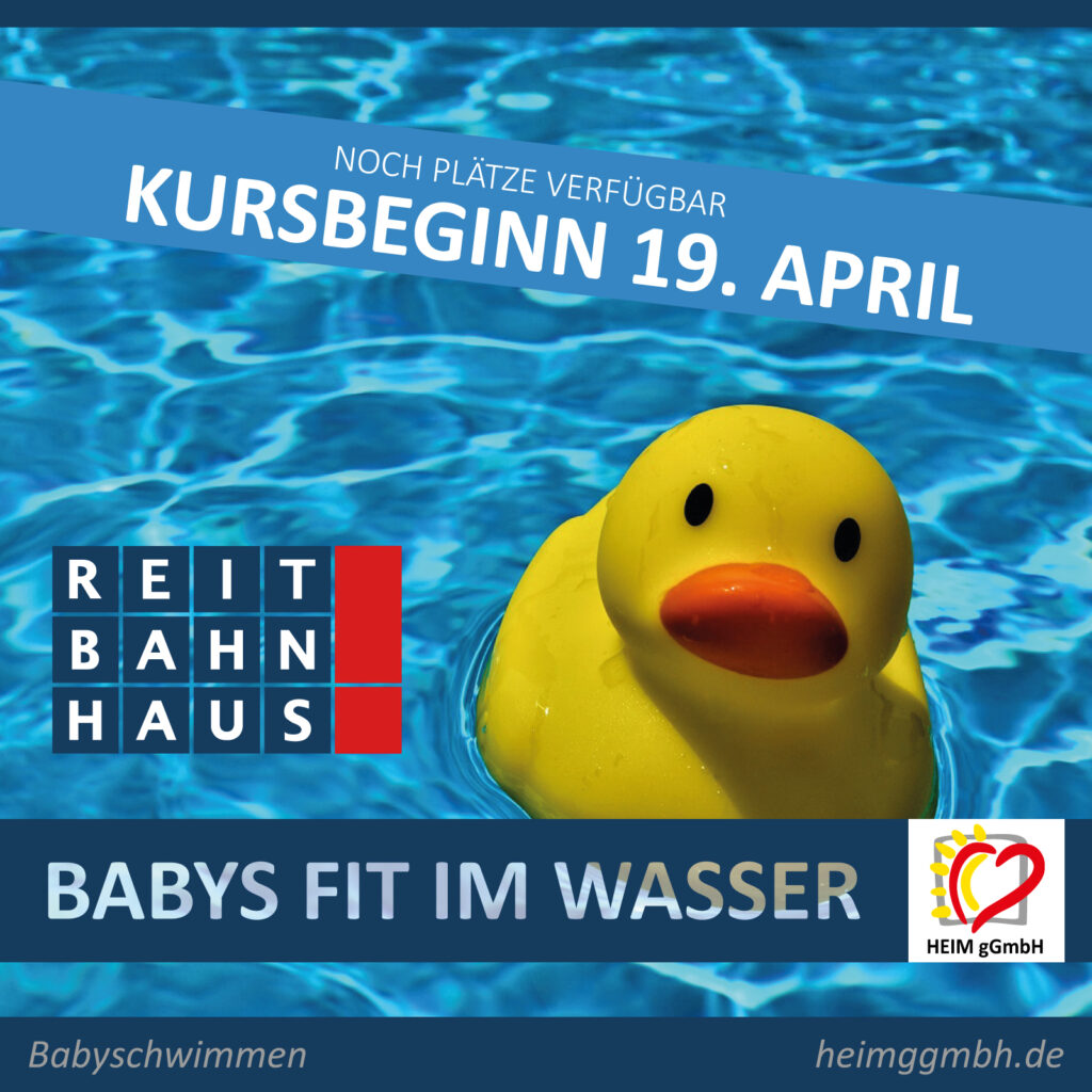 Babyschwimmen - noch freie Plätze für den Kurs ab 19. April 2024 im Chemnitzer Reitbahnhaus der HEIM gemeinnützigen GmbH