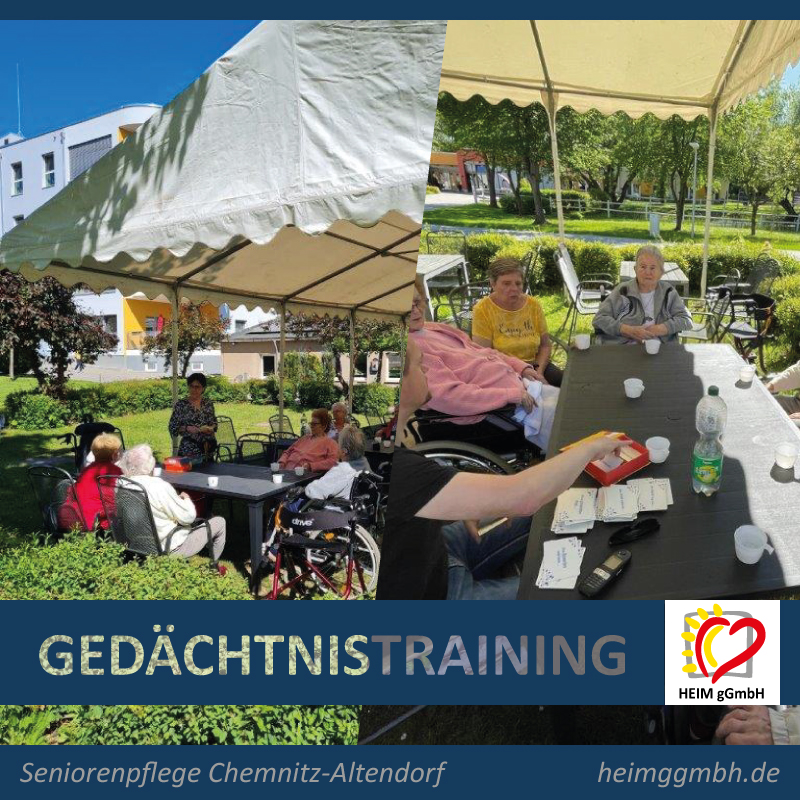 Bei bestem Wetter: Gedächtnistraining im Freien in unserer Seniorenpflege Chemnitz-Altendorf der HEIM gemeinnützigen GmbH