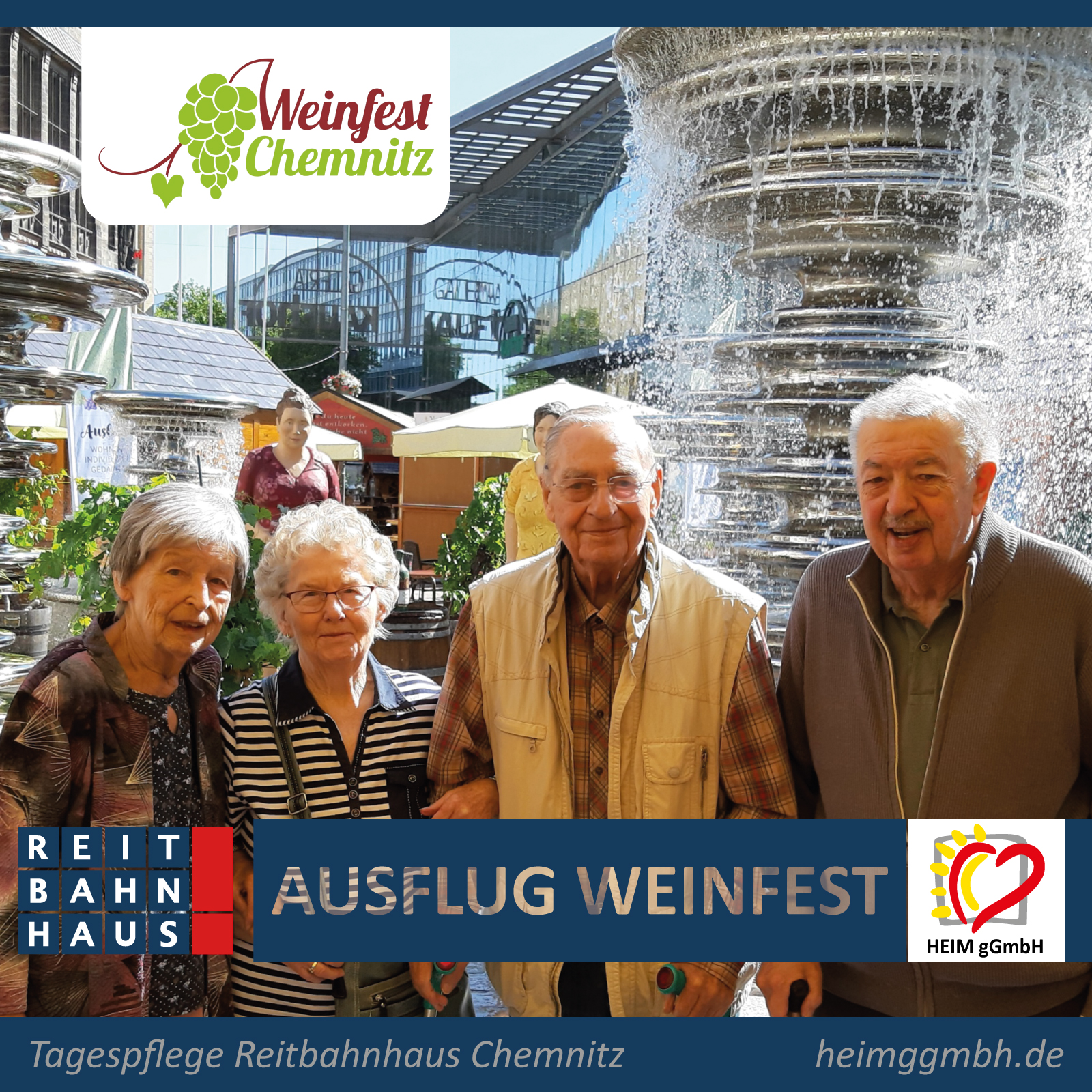 Einige unserer Gäste der Tagespflege im Chemnitzer Reitbahnhaus der HEIm gemeinnützigen GmbH auf dem Chemnitzer Weinfest.