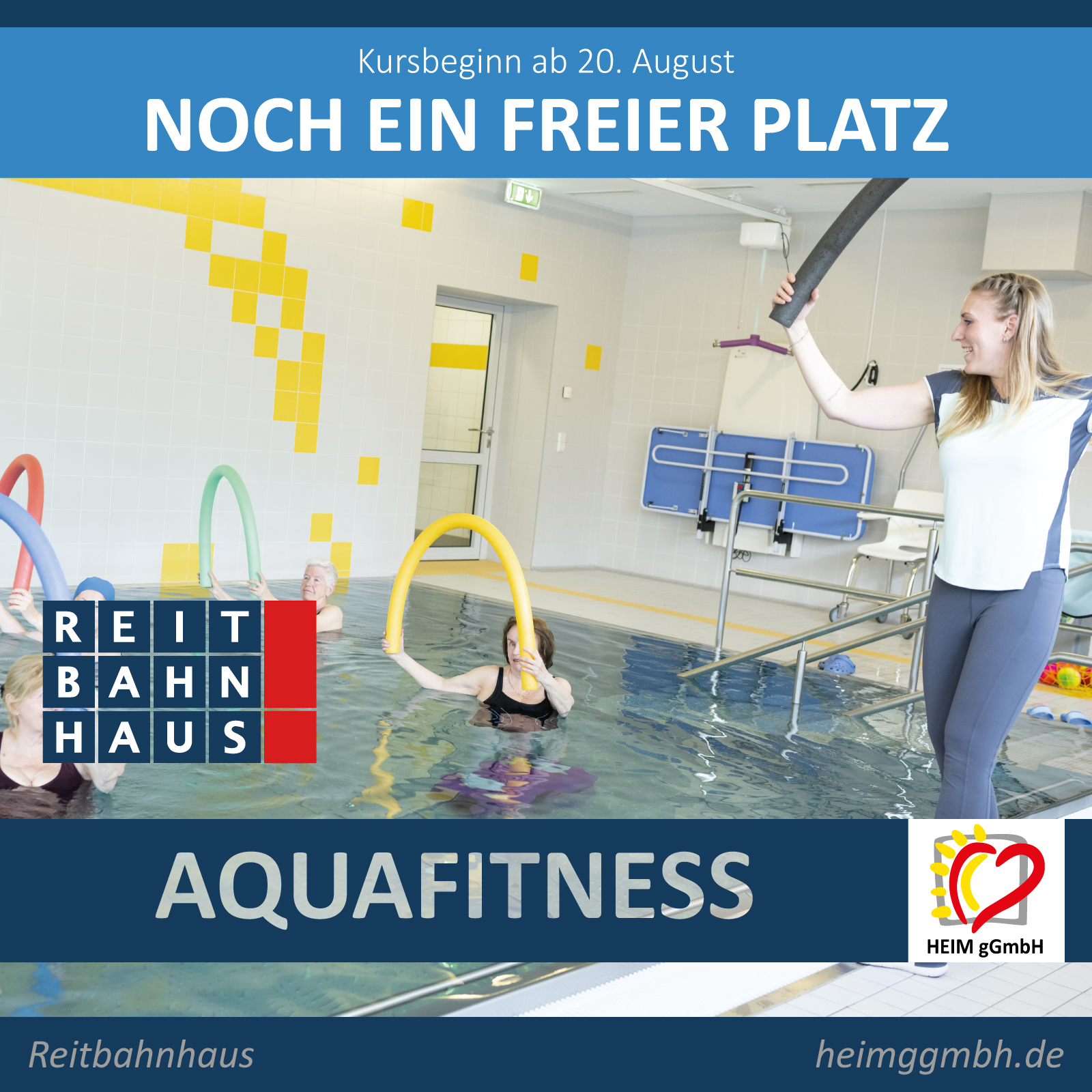 Noch einen freien Platz bei unserem Aquafitness bzw. Aquakurs Chemnitz im REITBAHNHAUS der HEIM gemeinnützigen GmbH