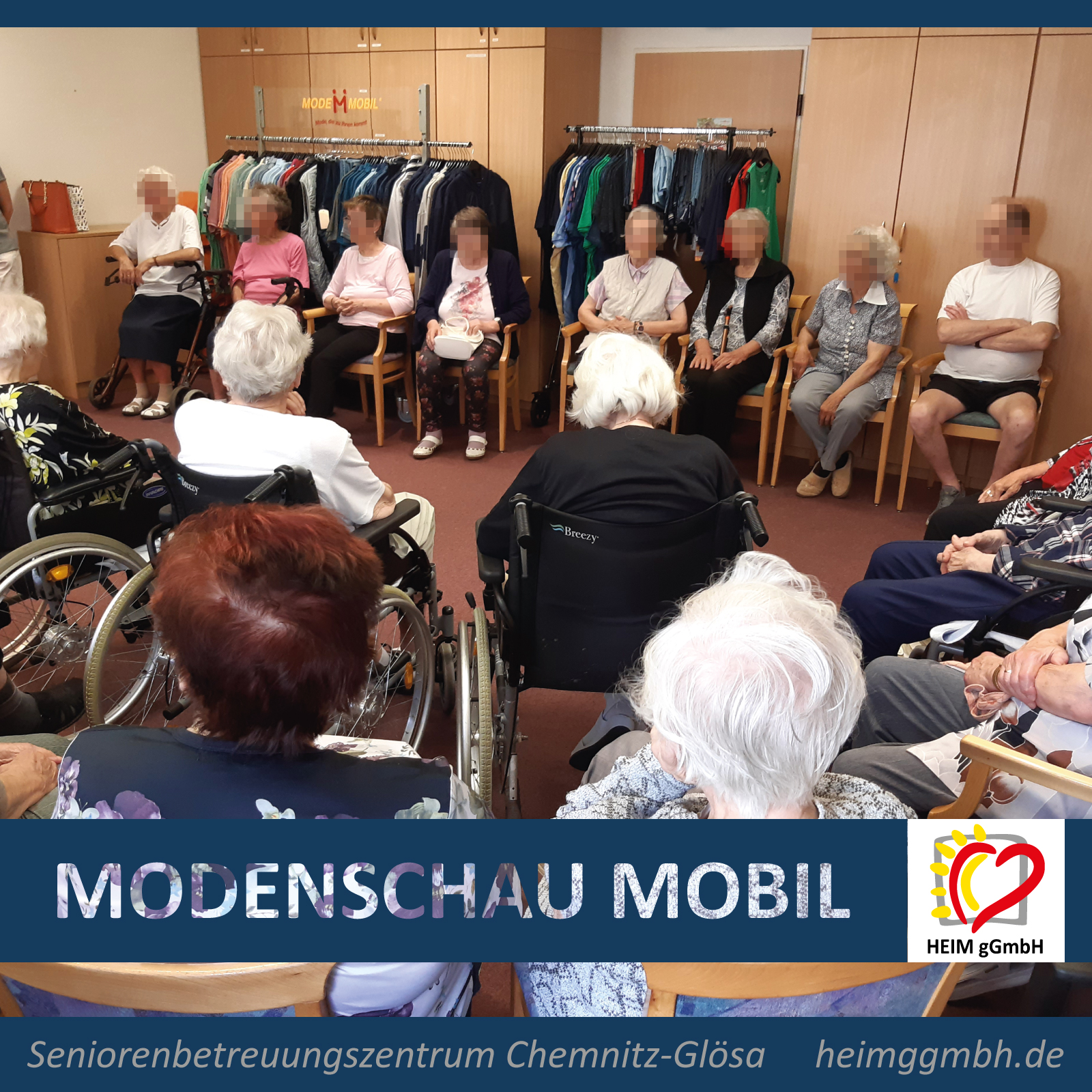 Tolle Modenschau mobil in unserem Seniorenbetreuungszentrum Glösa der HEIM gemeinnützigen GmbH aus Chemnitz