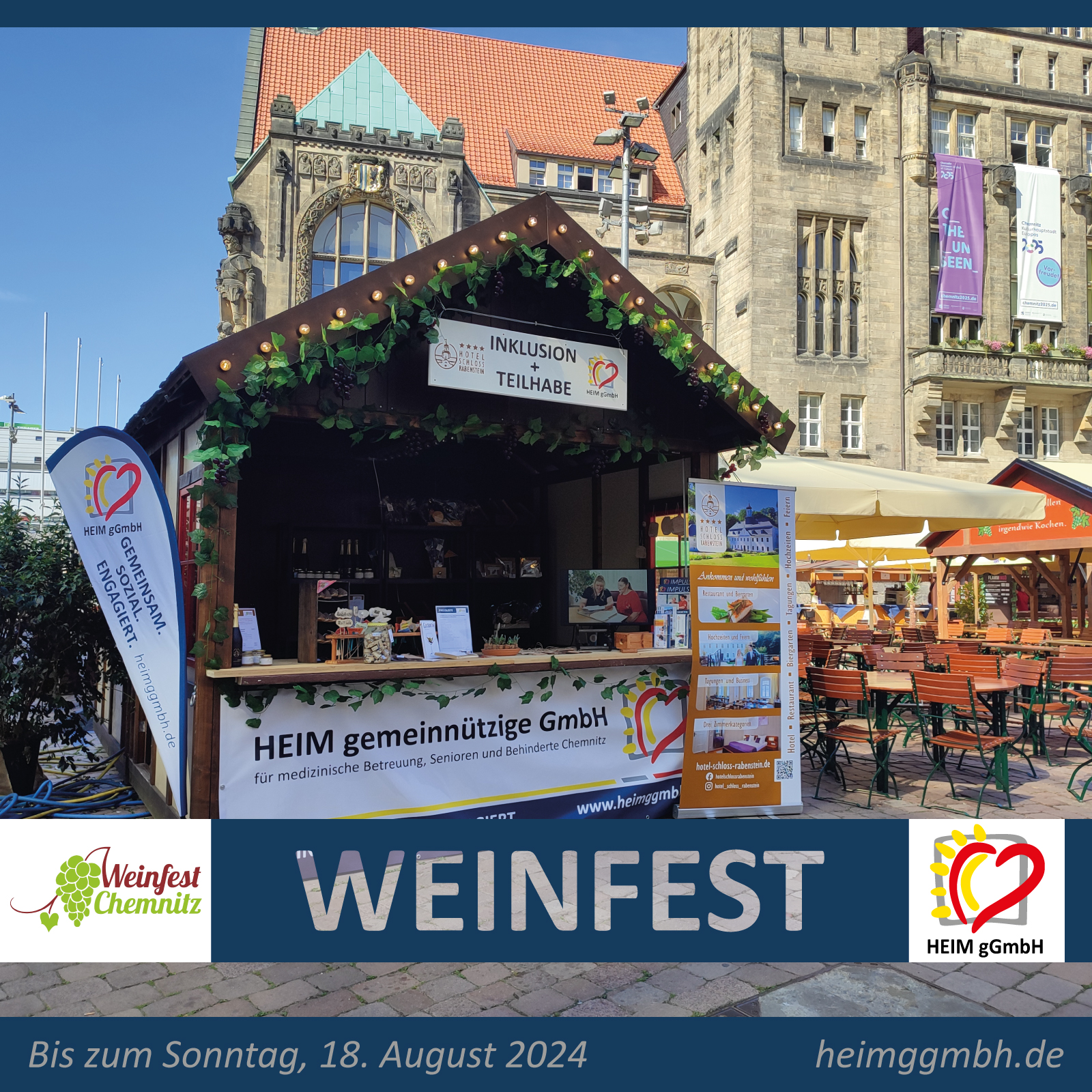 Der Stand der HEIM gGmbH auf dem diesjährigen Chemnitzer Weinfest: bis jetzt auf jeden Fall eine Erfolgsgeschichte