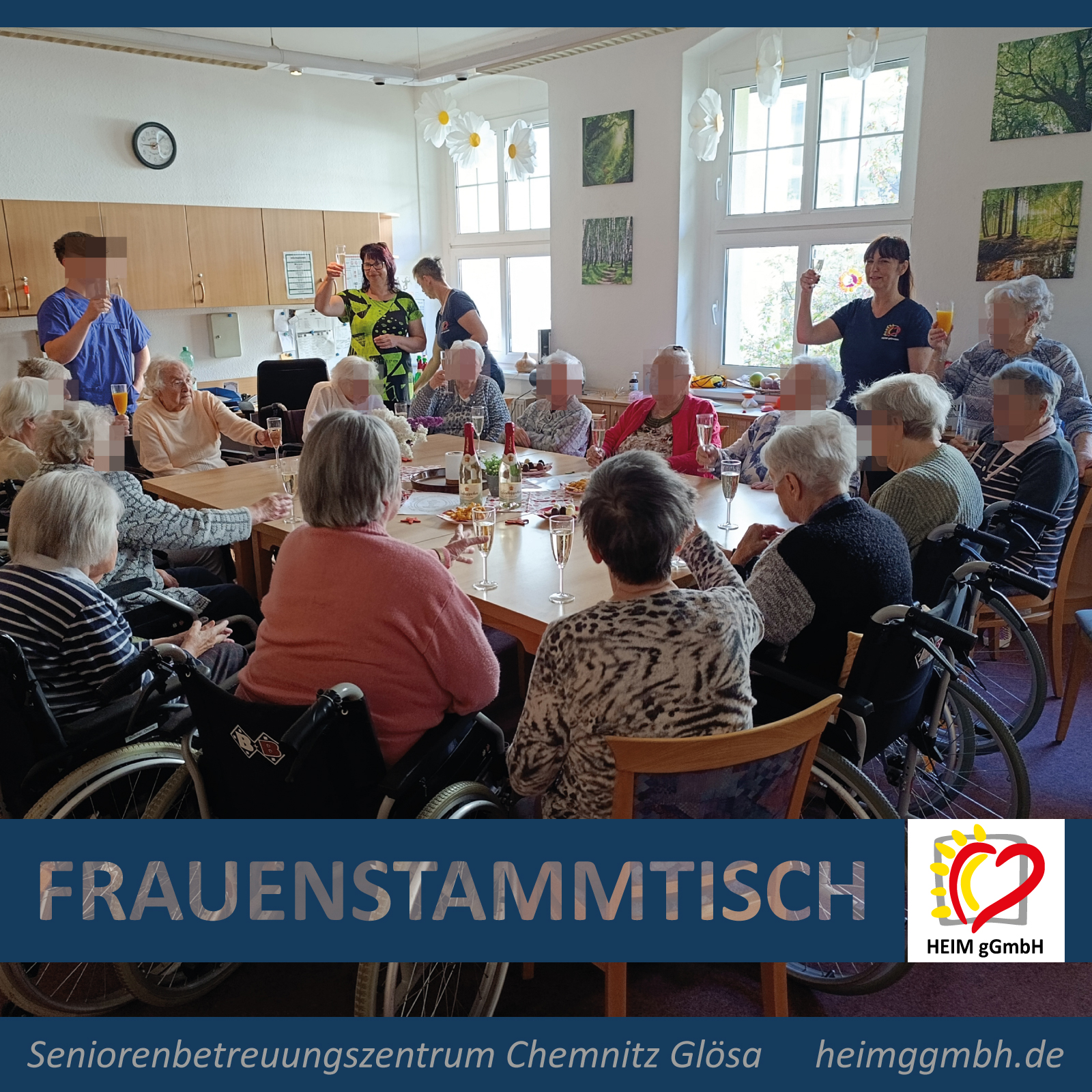 Erster Frauenstammtisch im Seniorenbetreuungszentrun der HEIM gGmbH in Chemnitz Glösa - Gemeinsam. Sozial. Engagiert.