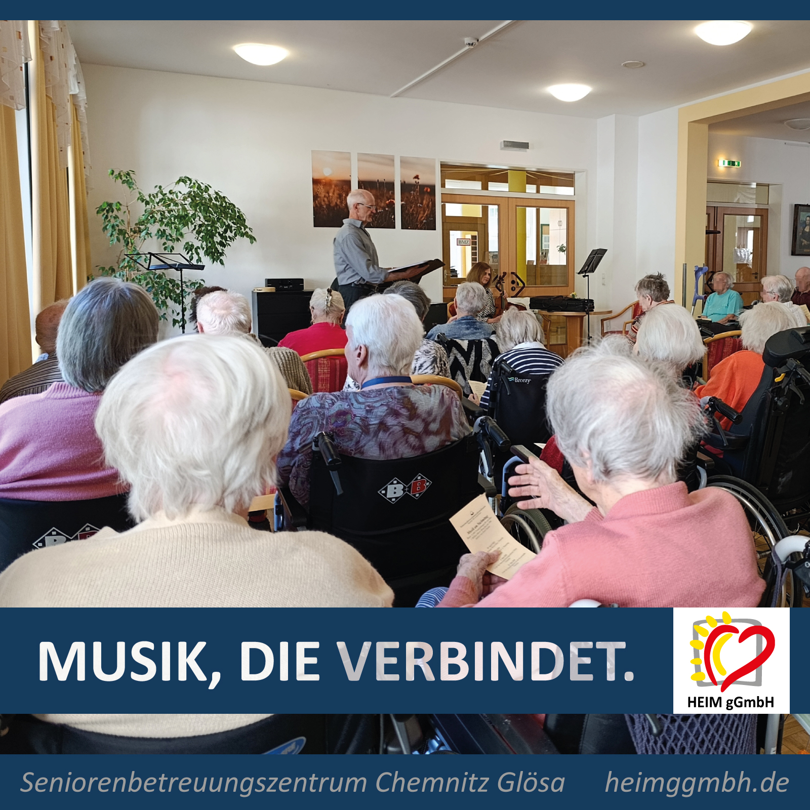 Musik, die verbindet in unserem Seniorenbetreuungszentrum Chemnitz Glösa der HEIM gGmbH - Gemeinsam. Sozial. Engagiert.