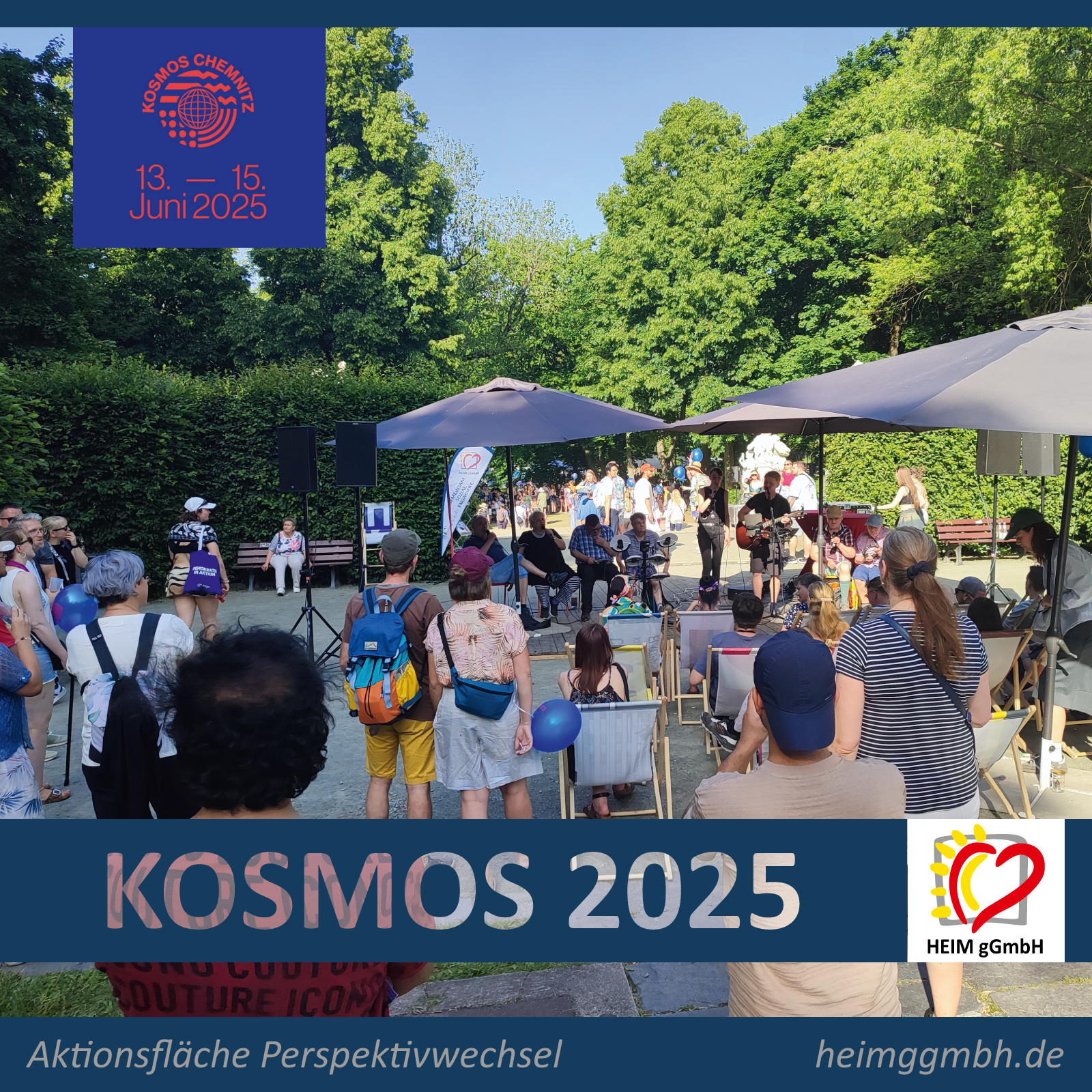 Auf dem KOSMOS 2025 Festival war die HEIM gGmbH Chemnitz am 14. Juni 2025 auf der Aktionsfläche „Perspektivwechsel“ vertreten.