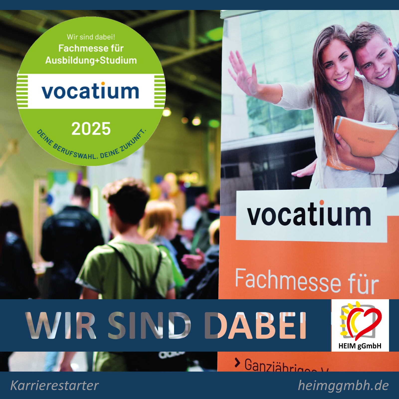 Die HEIM gGmbH ist auch 2025 am 18. udn 19. Juni auf der Ausbildungsmesse vocatium im Event- und Kongresszentrum Kraftverkehr zu finden.