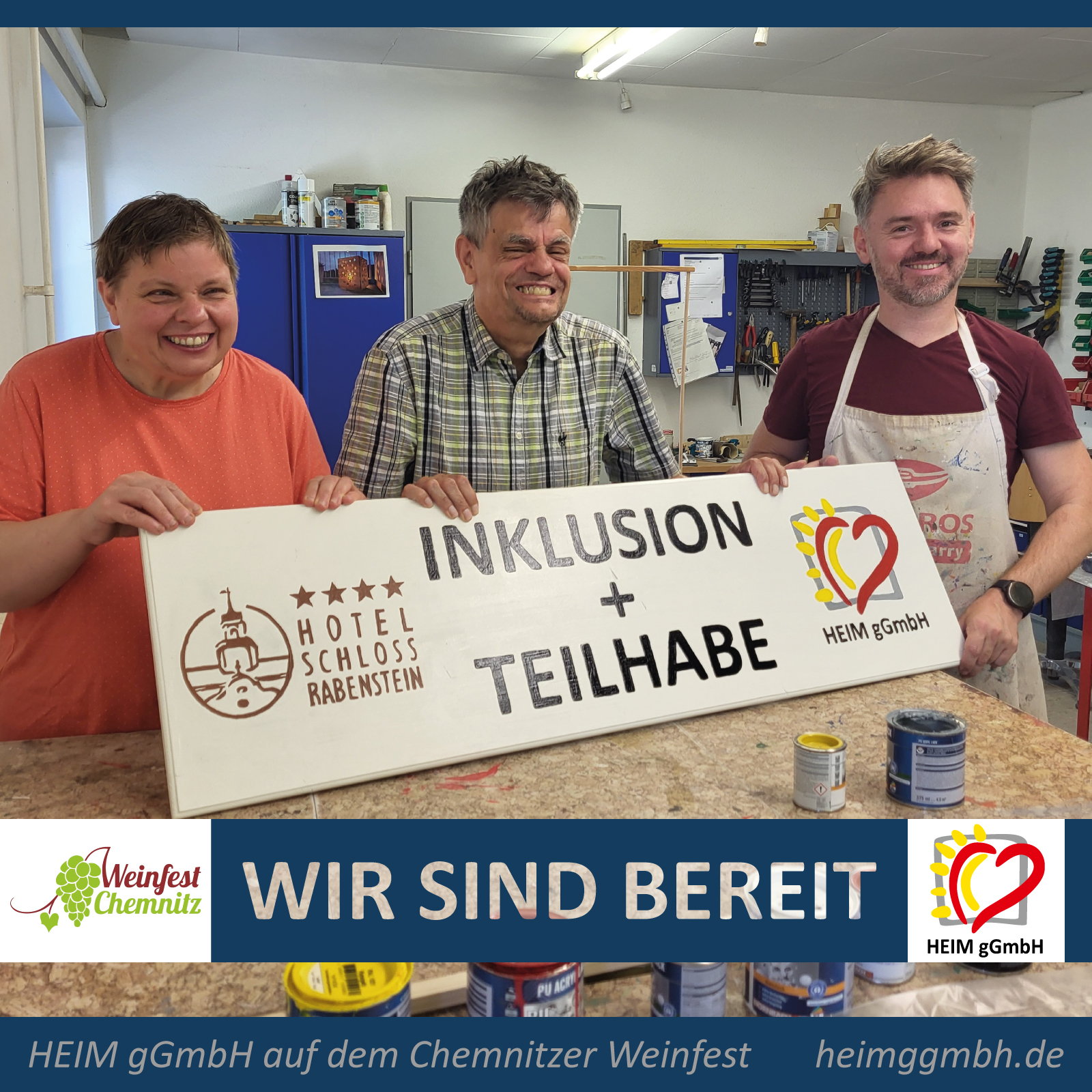 Weinfest Chemnitz - Die HEIM gGmbH ist dabei. Sie finden uns in eine der beiden Vereinsbuden zum Thema Inklusion und Teilhabe