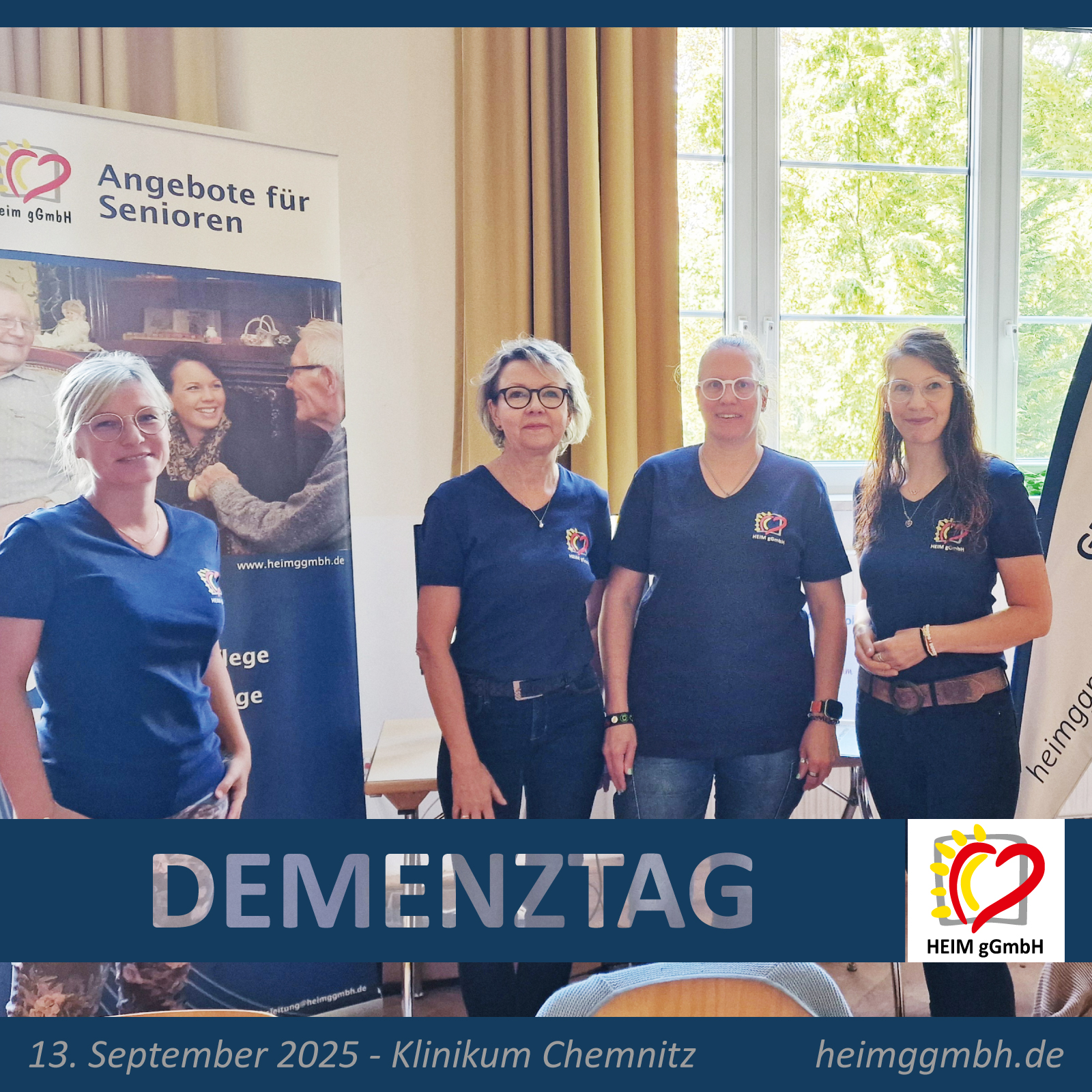 Thema Demenz - Das Team der HEIM gGmbH auf dem Demenztag am 13. September 2025 im Klinikum Chemnitz - Gemeinsam. Sozial. Engagiert.