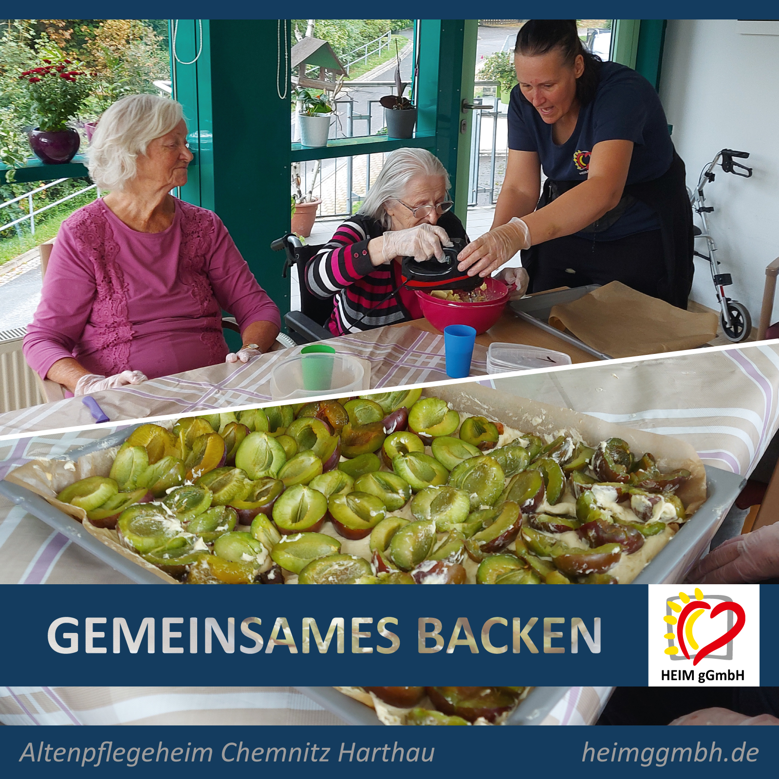 Gemeinsames Backen im Altenpflegeheim Chemnitz Harthau der HEIM gGmbH Chemnitz - Stärkung des Gemeinschaftssinns