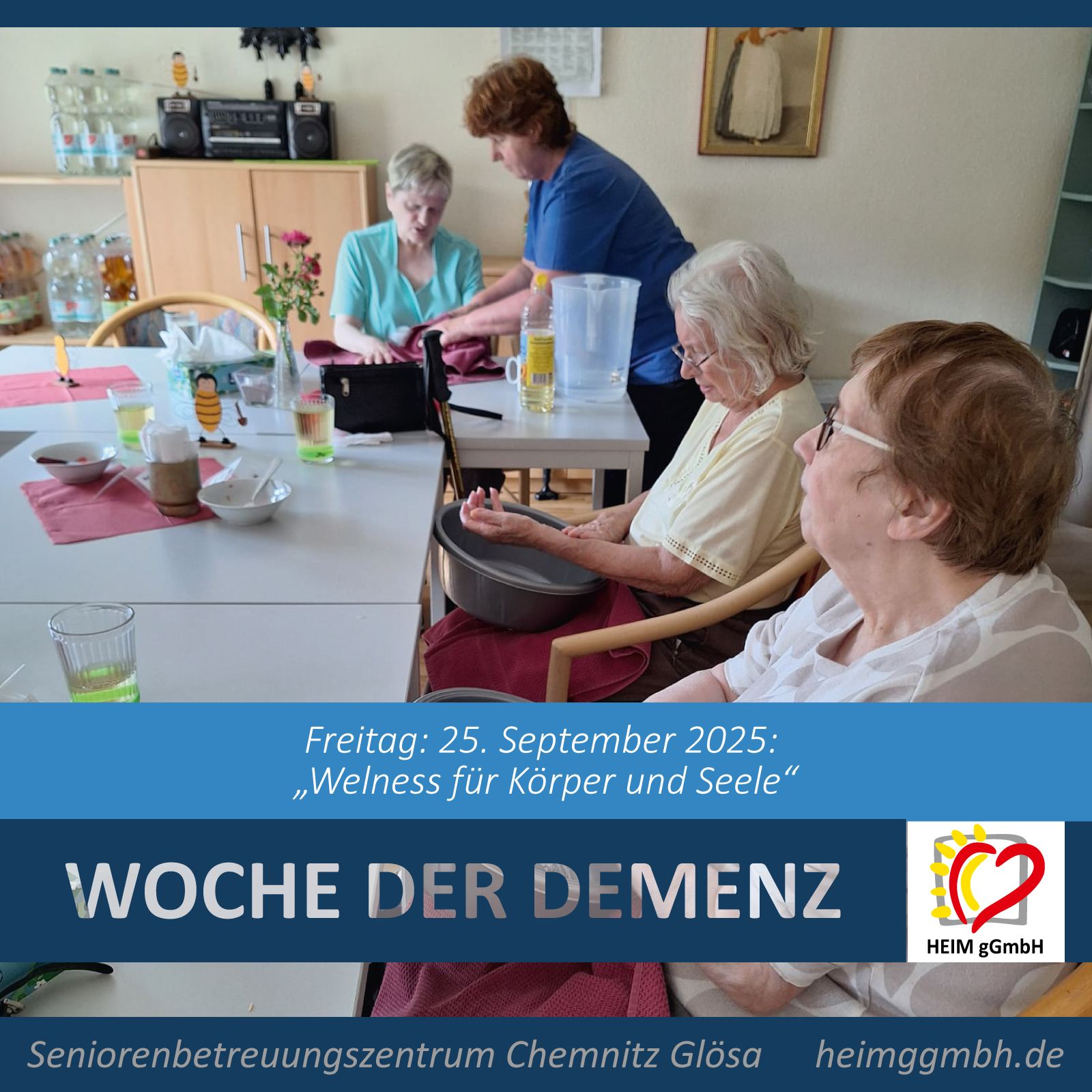 Woche der Demenz – Programm am 26. September 2025 im Seniorenbetreuungszentrum Glösa der HEIM gGmbH Chemnitz
