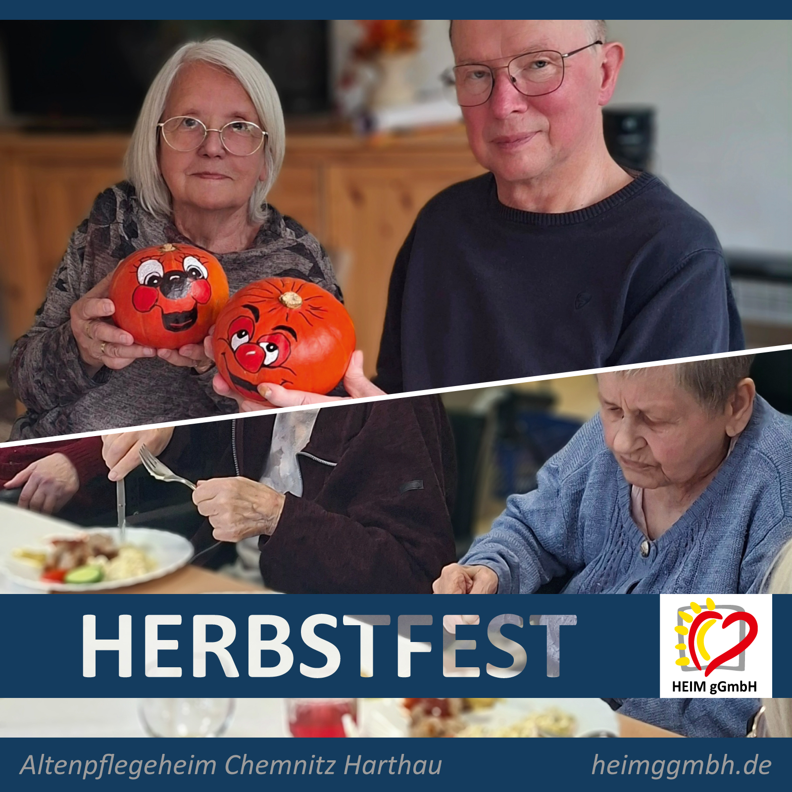 Herbstfest im Altenpflegeheim Harthau der HEIM gGmbH aus Chemnitz - Kreatives Gestalten und gemeinsames Essen.