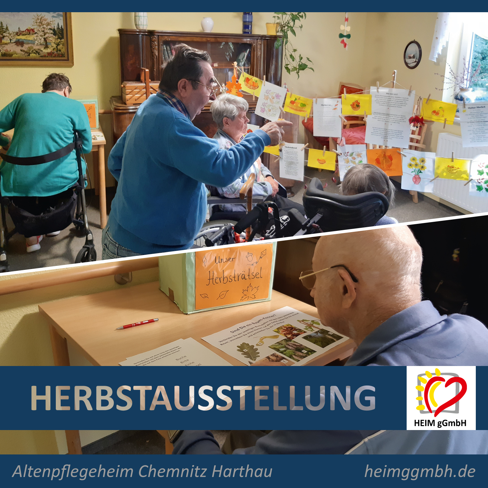 Herbstausstellung im Altenpflegeheim Harthau der HEIM gemeinnützigen GmbH in Chemnitz - Rätsel und Erinnerungen