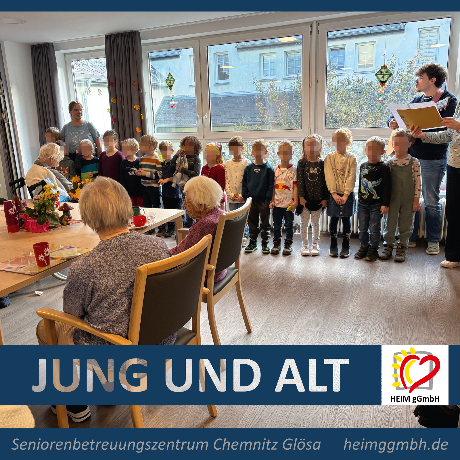 Generationsübergreifend: Kindergartenkinder zu Besuch im Seniorenbetreuungszentrum Chemnitz Glösa der HEIM gGmbH aus Chemnitz.