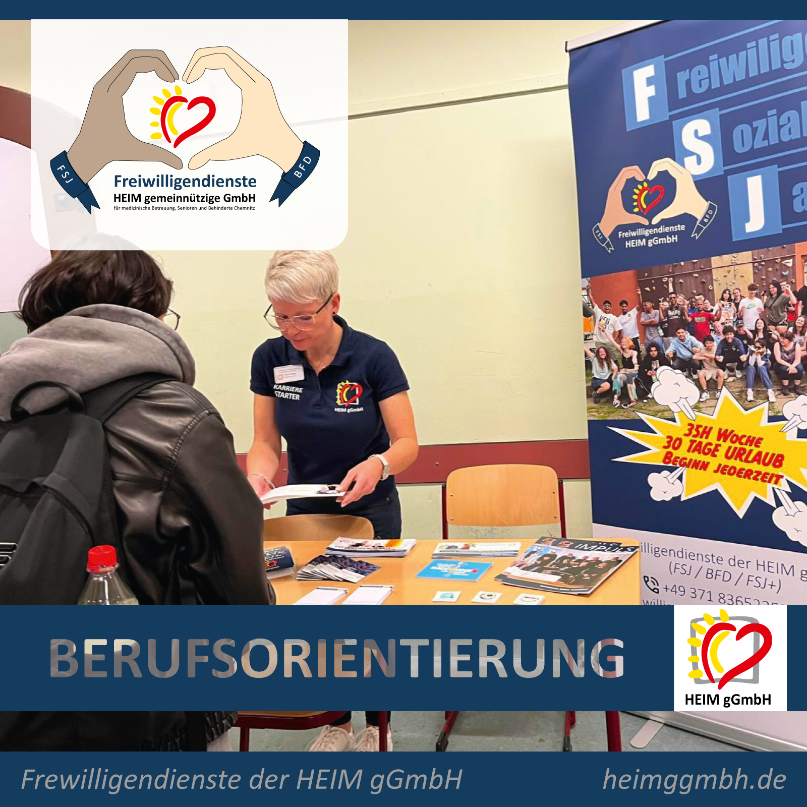 Die HEIM gGmbH zur Berufsorientierung an Chemnitzer Gymnasien. Dieses Mal standen besonders unsere Freiwilligendienste im Fokus.
