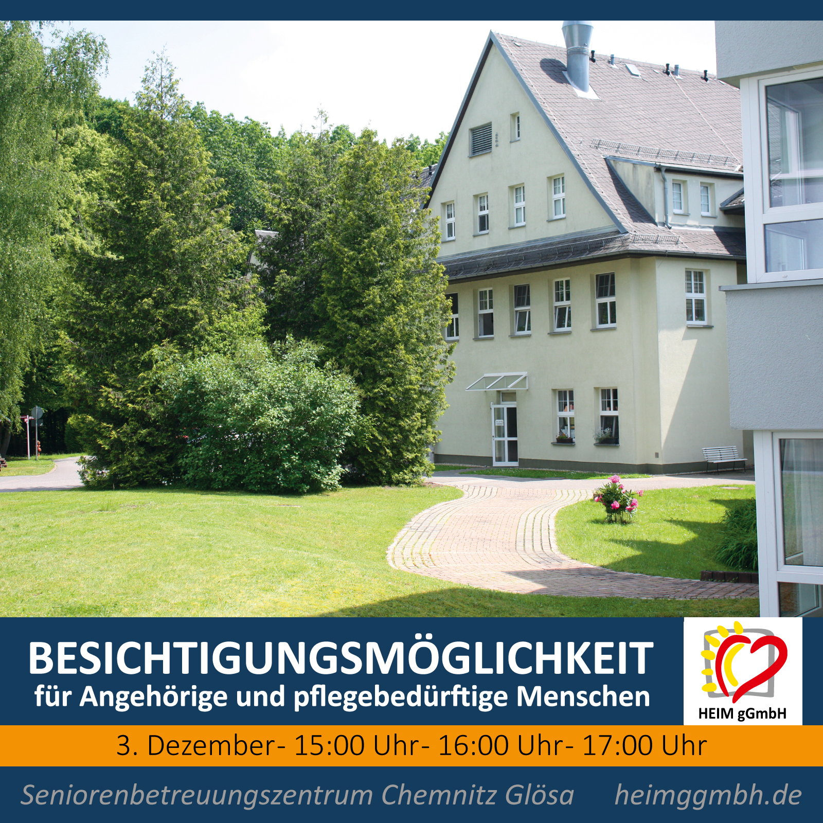 Besichtigungsmöglichkeit der neugestalteten Wohnbereiche im Seniorenbetreuungszentrum Glösa der HEIM gGmbH Chemnitz