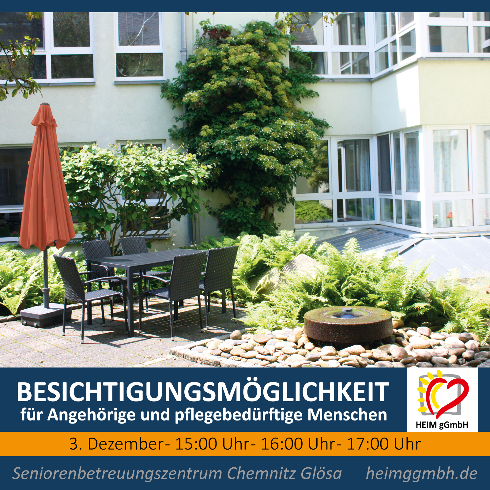 Besichtigungsmöglichkeit der neugestalteten Wohnbereiche im Seniorenbetreuungszentrum Glösa der HEIM gGmbH Chemnitz