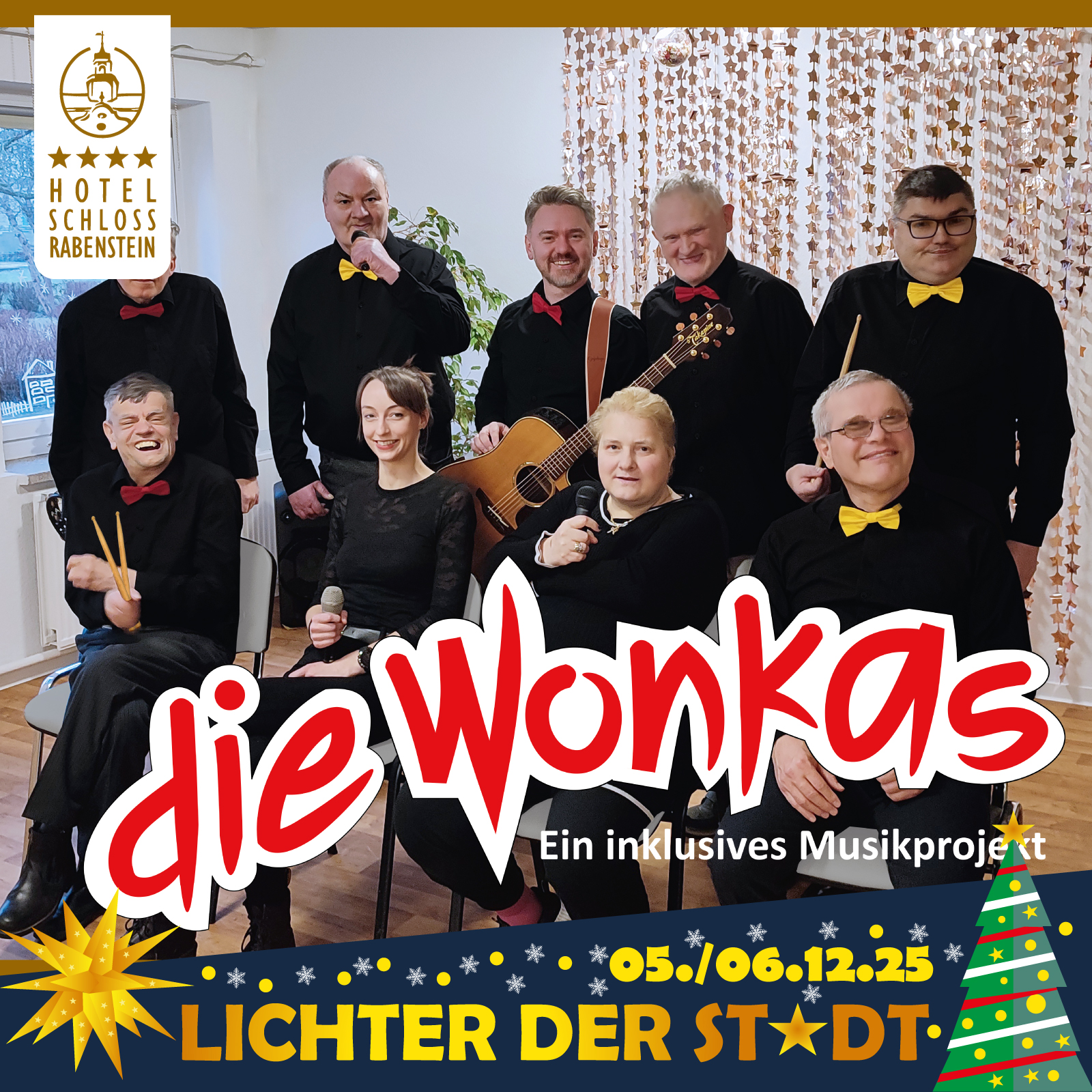 Der (un)gewöhnliche Weihnachtsmarkt LICHTER DER STADT am Schloss Rabenstein - Auftritt der inklusiven Band Die Wonkas.