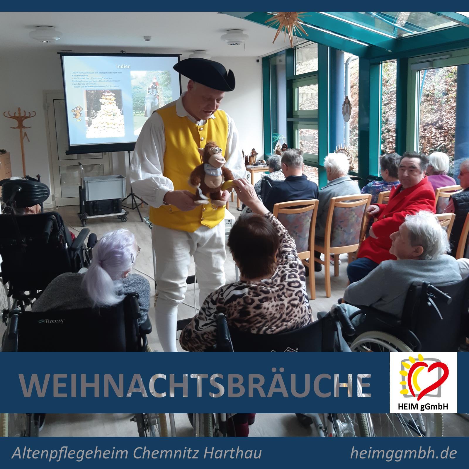 Beschäftigung mit Weihnachten und den Weihnachtsbräuchen im Altenpflegeheim in Chemnitz Harthau der HEIM gGmbH