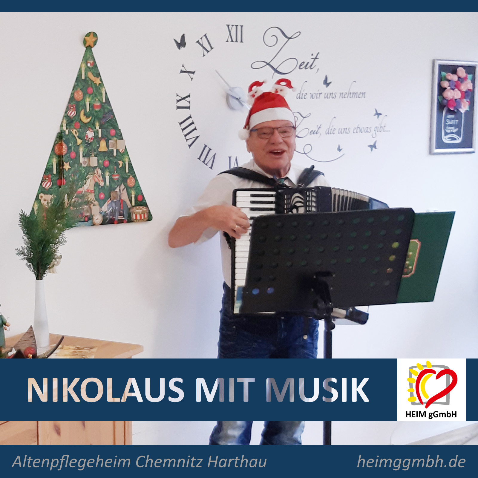 Nikolaus - Nikolaustag mit Musik in unserem Altenpflegeheim in Chemnitz Harthau der HEIM gGmbH - mit Stimme und Gefühl