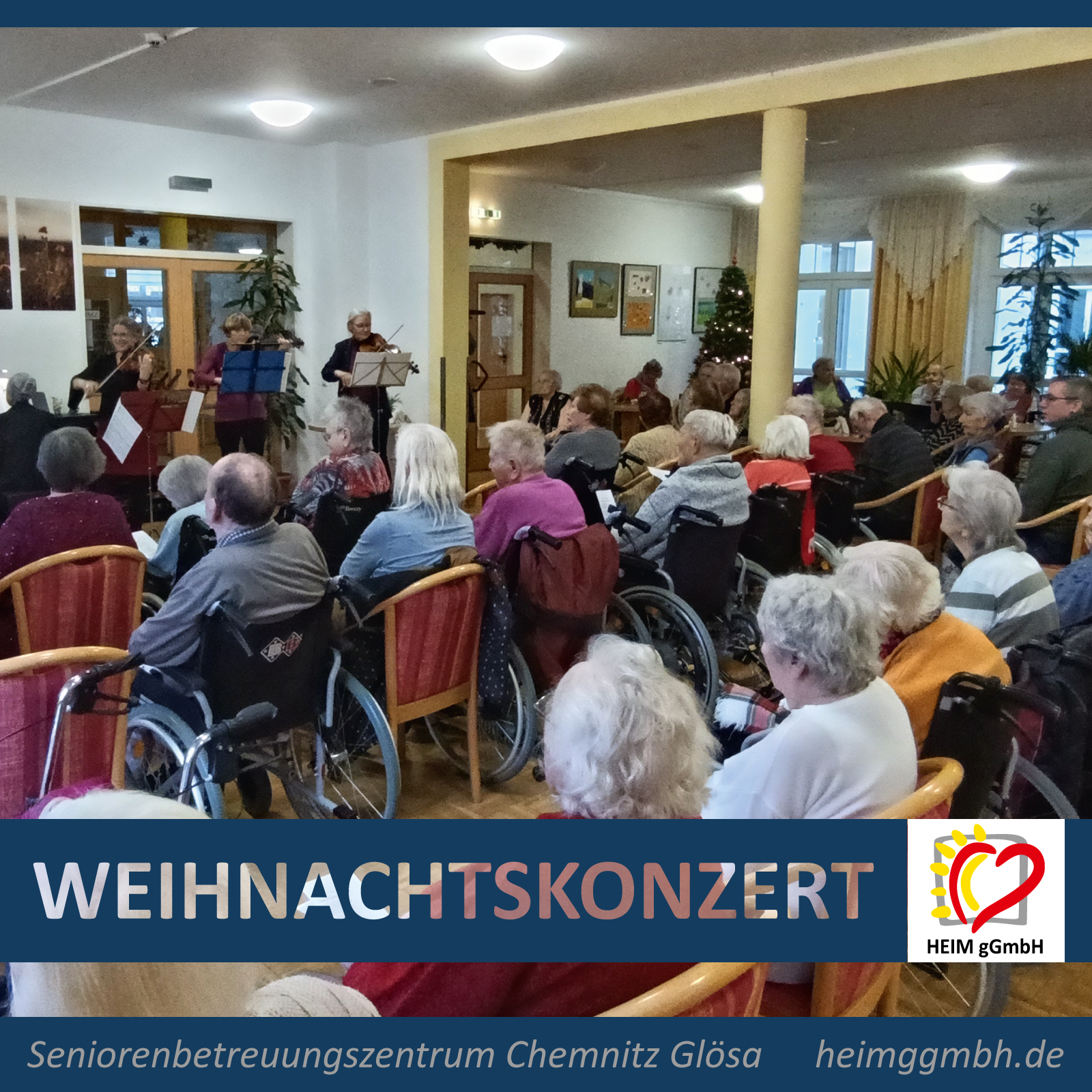Weihnachtskonzert im Seniorenbetreuungszentrum Chemnitz Glösa mit dem Streichensemble da capo - HEIM gGmbH