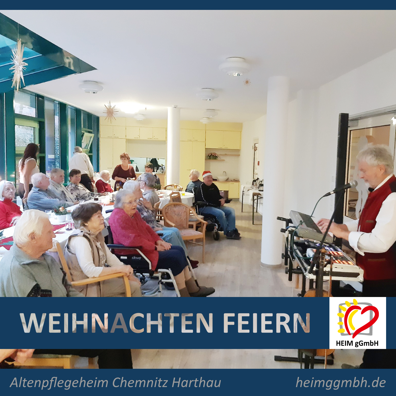 Weihnachtliche Stimmung im Altenpflegeheim Harthau bei den Weihnachtsfeiern auf den Wohnbereichen - HEIM gGmbH