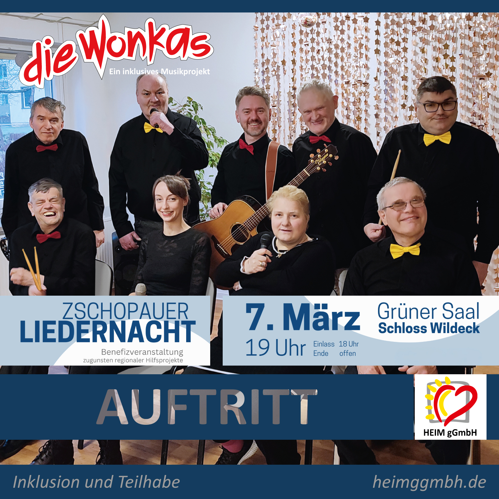 Die inklusive Band Wonkas aus den Wohnstätten der HEIM gGmbH in Chemnitz bei der Zschopauer Liedernacht am 7. März 2026
