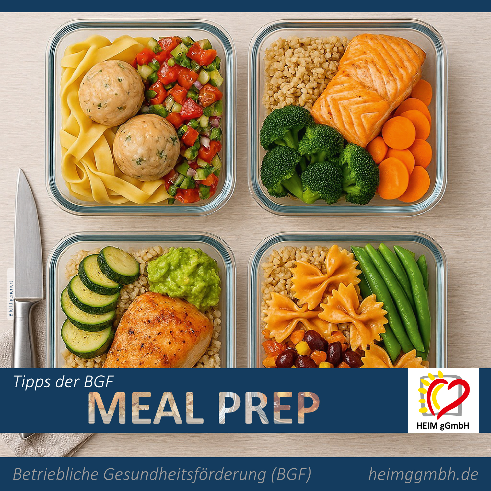 Tipps unserer betrieblichen Gesundheitsförderung der HEIM gGmbH in Chemnitz - Heute: Meal Prep für eien entspannte Pause