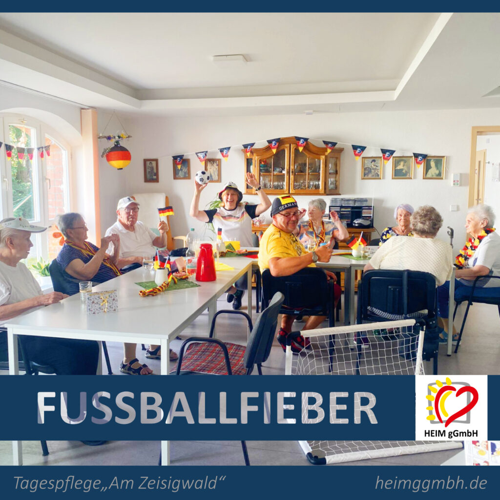Tagespflege am Zeisigwald der HEIM gGmbH in Chemnitz - Fußballbegeisterung kennt kein Alter. Mitfiebern angesagt!