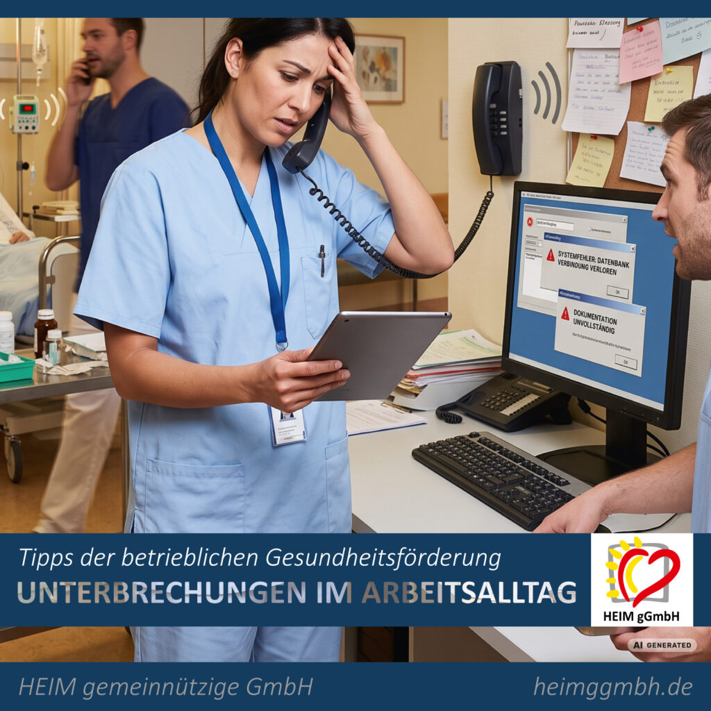 Tipps unserer betrieblichen Gesundheitsförderung der HEIM gGmbH in Chemnitz - Heute: Unterbrechungen im Arbeitsalltag